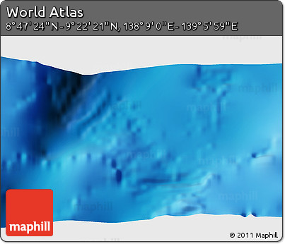 Physical 3D Map of the Area around 9° 4' 52" N, 138° 37' 30" E