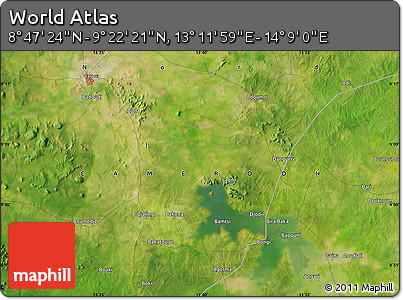 Satellite Map of the Area around 9° 4' 52" N, 13° 40' 30" E