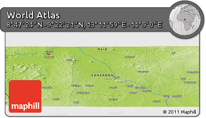 Physical Panoramic Map of the Area around 9° 4' 52" N, 13° 40' 30" E