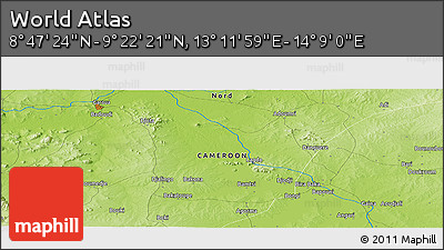 Physical Panoramic Map of the Area around 9° 4' 52" N, 13° 40' 30" E
