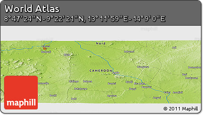 Physical Panoramic Map of the Area around 9° 4' 52" N, 13° 40' 30" E