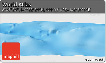 Physical Panoramic Map of the Area around 9° 4' 52" N, 142° 1' 30" E