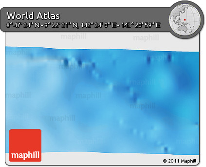 Physical 3D Map of the Area around 9° 4' 52" N, 142° 52' 30" E