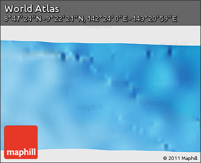 Physical 3D Map of the Area around 9° 4' 52" N, 142° 52' 30" E