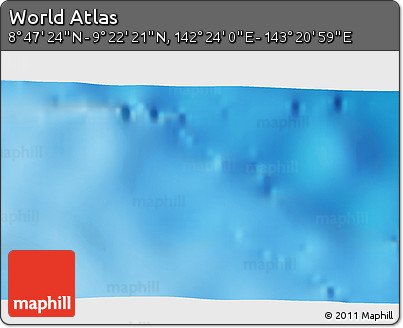 Physical 3D Map of the Area around 9° 4' 52" N, 142° 52' 30" E