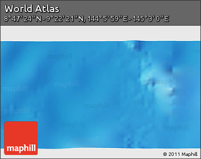 Physical 3D Map of the Area around 9° 4' 52" N, 144° 34' 29" E