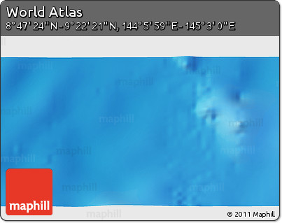 Physical 3D Map of the Area around 9° 4' 52" N, 144° 34' 29" E