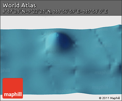 Satellite 3D Map of the Area around 9° 4' 52" N, 145° 25' 30" E