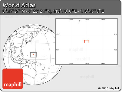 Blank Location Map of the Area around 9° 4' 52" N, 146° 16' 30" E