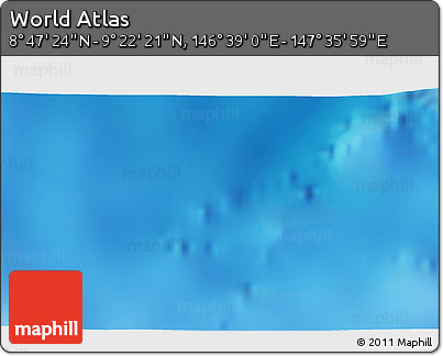 Physical 3D Map of the Area around 9° 4' 52" N, 147° 7' 30" E