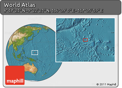 Satellite Location Map of the Area around 9° 4' 52" N, 147° 7' 30" E