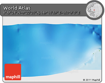 Physical 3D Map of the Area around 9° 4' 52" N, 149° 40' 30" E