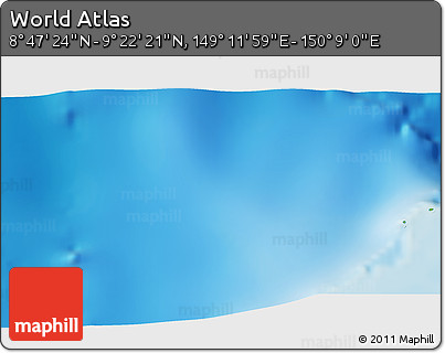 Physical 3D Map of the Area around 9° 4' 52" N, 149° 40' 30" E