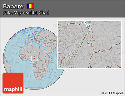 Gray Location Map of Baoaré, hill shading