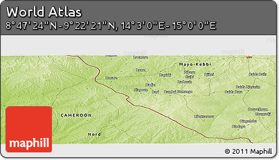Physical Panoramic Map of the Area around 9° 4' 52" N, 14° 31' 30" E
