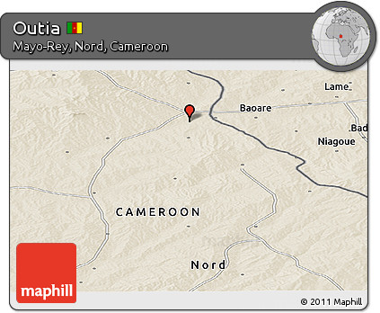 Shaded Relief Panoramic Map of Outia