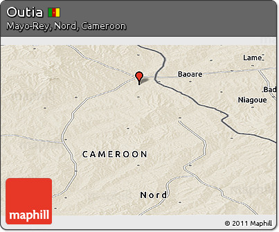 Shaded Relief Panoramic Map of Outia