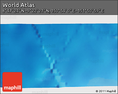 Physical 3D Map of the Area around 9° 4' 52" N, 151° 22' 30" E