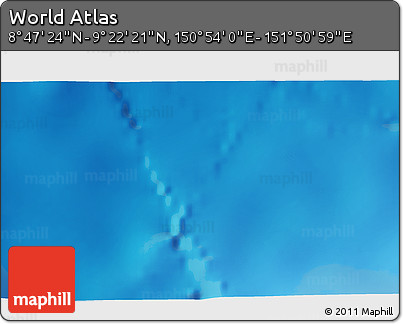 Physical 3D Map of the Area around 9° 4' 52" N, 151° 22' 30" E