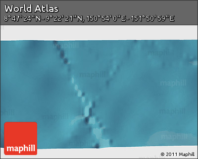 Satellite 3D Map of the Area around 9° 4' 52" N, 151° 22' 30" E