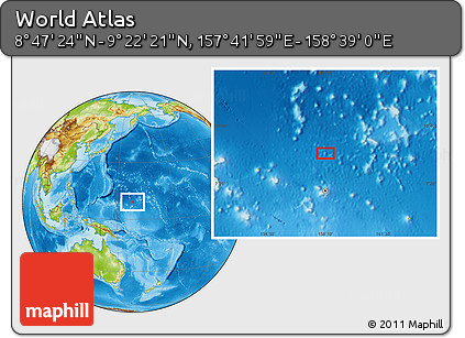 Physical Location Map of the Area around 9° 4' 52" N, 158° 10' 30" E
