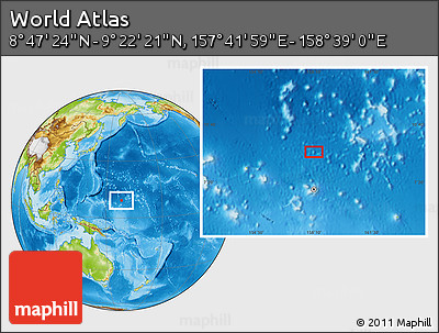 Physical Location Map of the Area around 9° 4' 52" N, 158° 10' 30" E