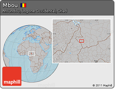 Gray Location Map of Mbou, hill shading