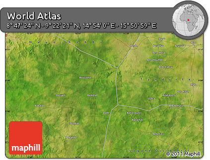 Satellite Map of the Area around 9° 4' 52" N, 15° 22' 30" E