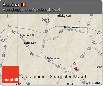 Shaded Relief Map of Babina