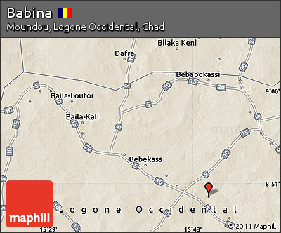 Shaded Relief Map of Babina