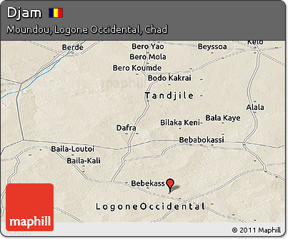Shaded Relief Panoramic Map of Djam