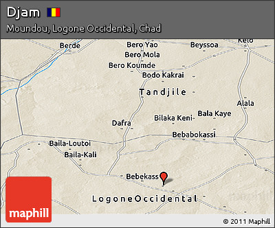 Shaded Relief Panoramic Map of Djam