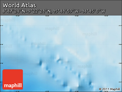 Physical Map of the Area around 9° 4' 52" N, 15° 13' 29" W