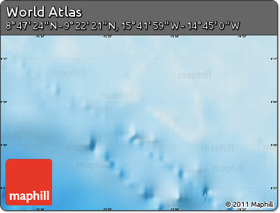 Physical Map of the Area around 9° 4' 52" N, 15° 13' 29" W