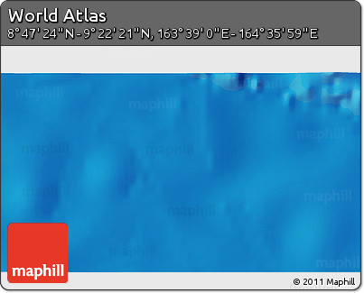 Shaded Relief 3D Map of the Area around 9° 4' 52" N, 164° 7' 30" E