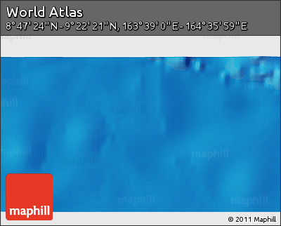 Shaded Relief 3D Map of the Area around 9° 4' 52" N, 164° 7' 30" E