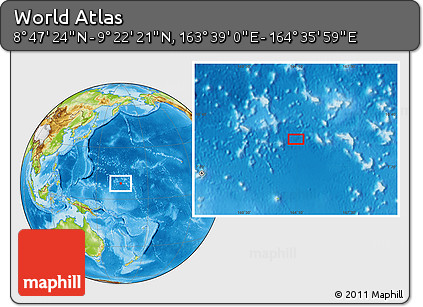 Physical Location Map of the Area around 9° 4' 52" N, 164° 7' 30" E