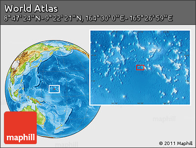 Physical Location Map of the Area around 9° 4' 52" N, 164° 58' 29" E