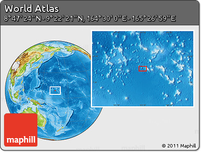 Physical Location Map of the Area around 9° 4' 52" N, 164° 58' 29" E