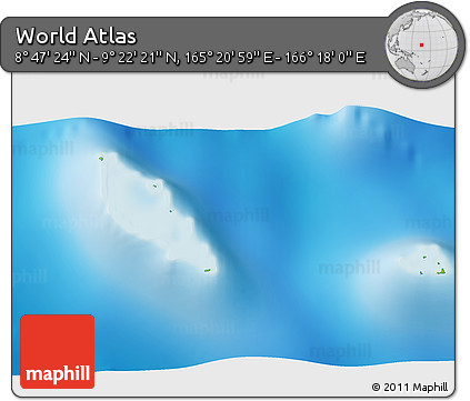 Physical 3D Map of the Area around 9° 4' 52" N, 165° 49' 29" E