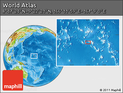 Physical Location Map of the Area around 9° 4' 52" N, 166° 40' 30" E