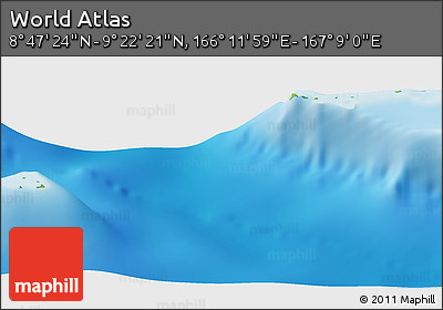 Physical Panoramic Map of the Area around 9° 4' 52" N, 166° 40' 30" E
