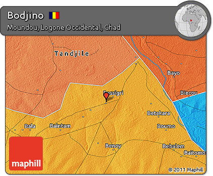 Political 3D Map of Bodjino