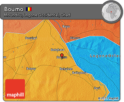Political 3D Map of Boumo