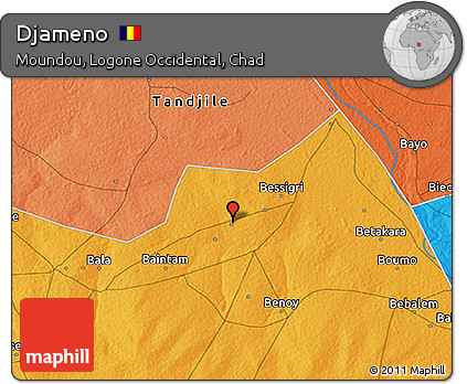 Political 3D Map of Djameno