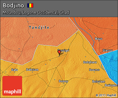 Political 3D Map of Bodjino
