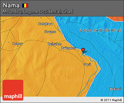 Political 3D Map of Nama
