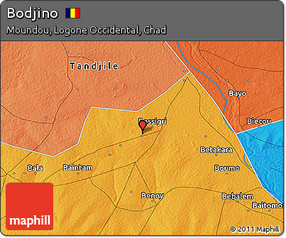 Political 3D Map of Bodjino