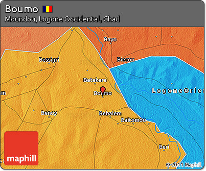 Political 3D Map of Boumo