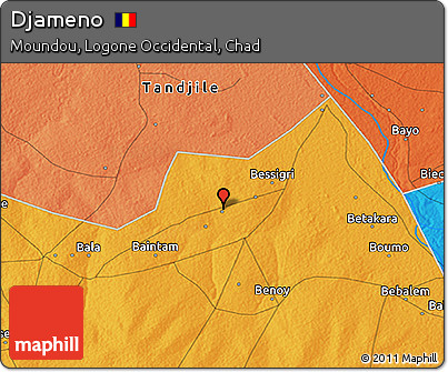 Political 3D Map of Djameno